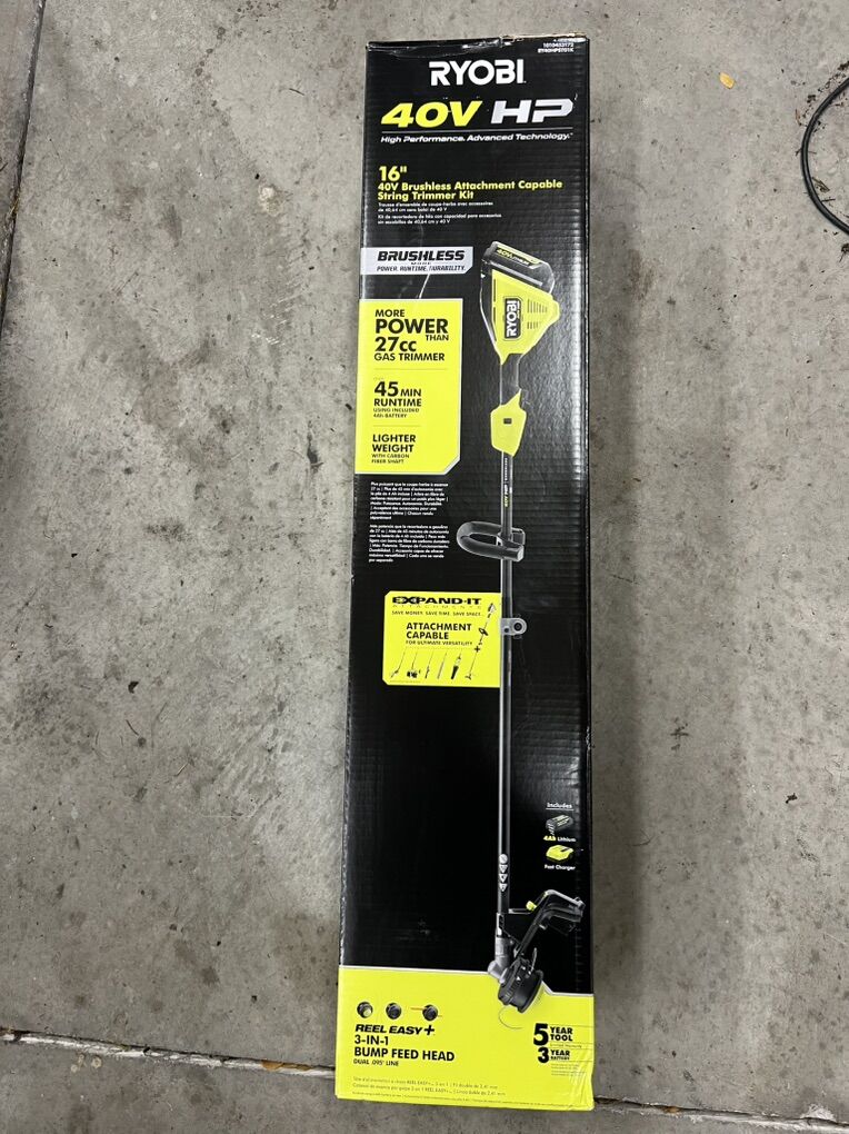 NEW Ryobi 40v 16 Carbon Fiber Trimmer