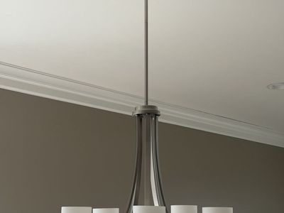 Modern Brushed Nickel Chandelier with matching pair for over counter - Frosted Glass Shades