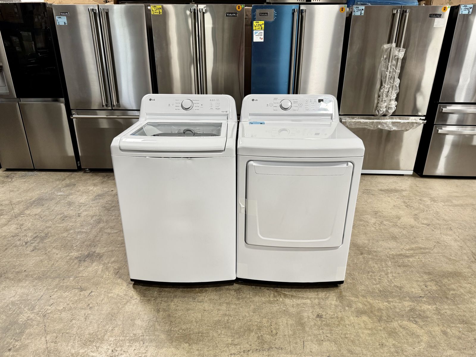 LG TOP LOADING WASHER AND DRYER SET WITH ONE YEAR WARRANTY