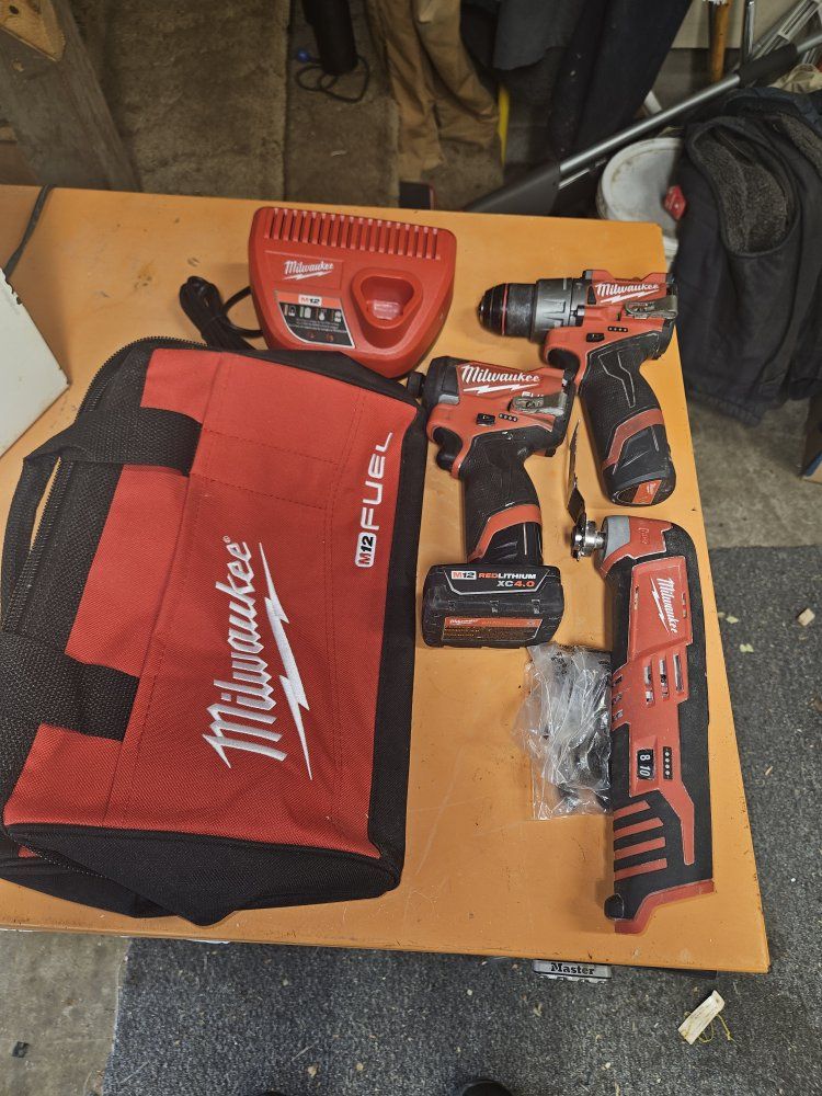 Milwaukee M12 Fuel Cordless Tool Combo Kit with Bag, charger and multi tool