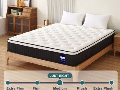 Comfort Hybrid Mattress - Queen Size, Medium Firmness, Breathable Fabric, Individually Wrapped Coils