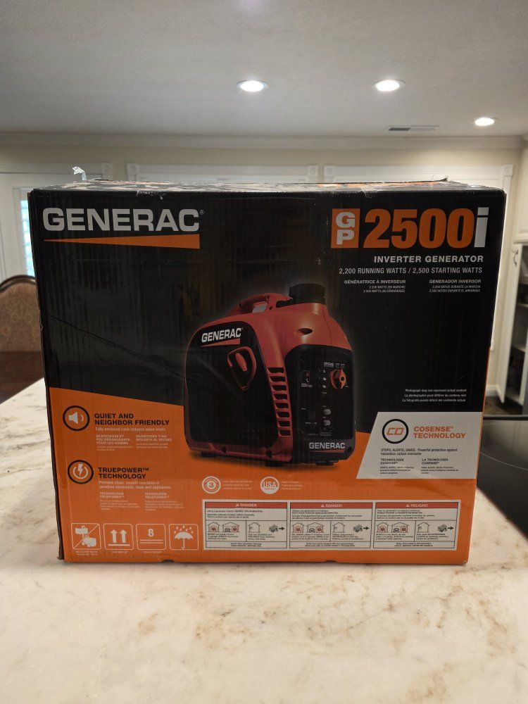 Generac GP2500i 2500W Inverter Generator - Quiet, Portable, CO-Sense Tech