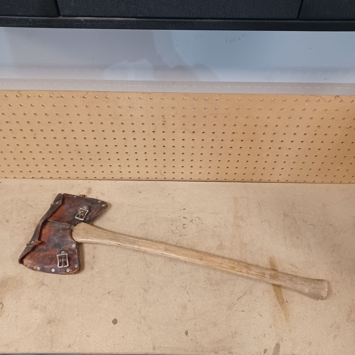 Double bit axe and sheath