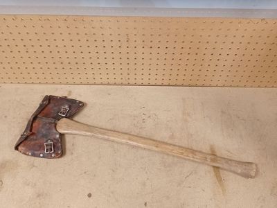 Double bit axe and sheath