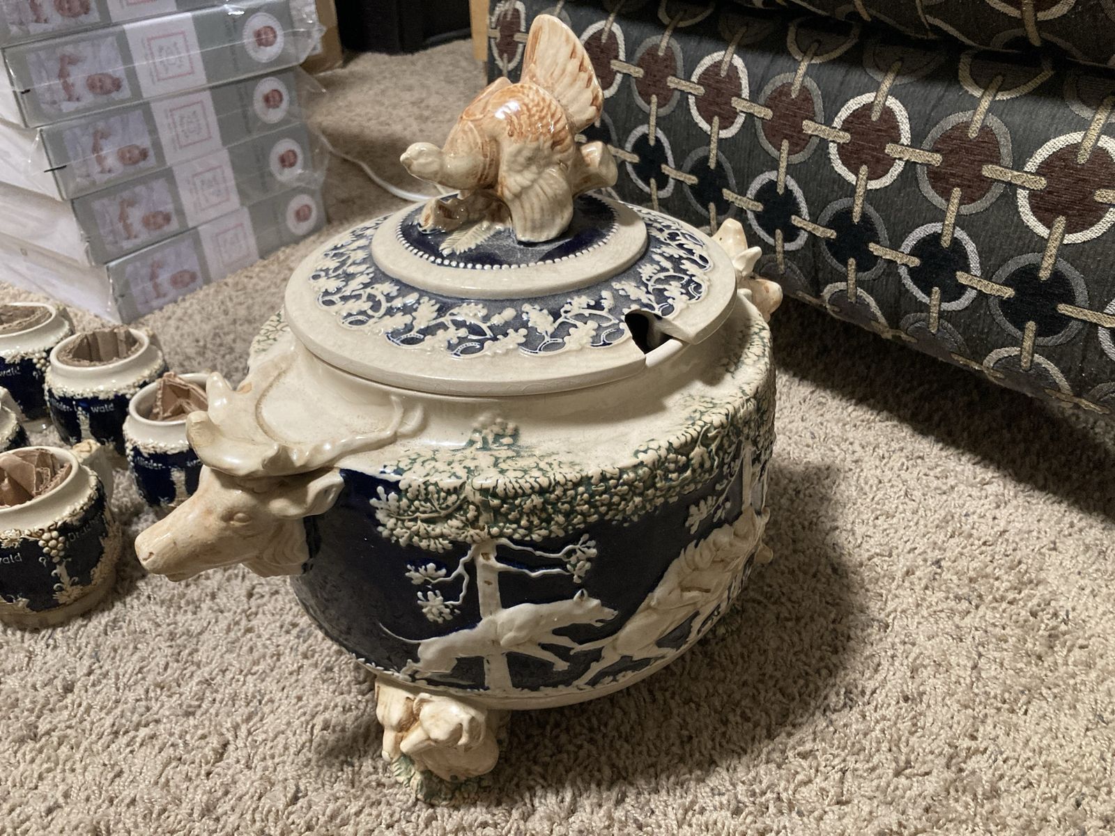 Antique German Punchbowl Set