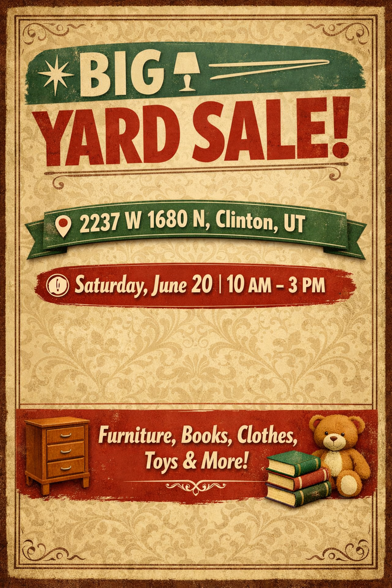 Huge Yard Sale.  Moving and need to get rid of stuff.