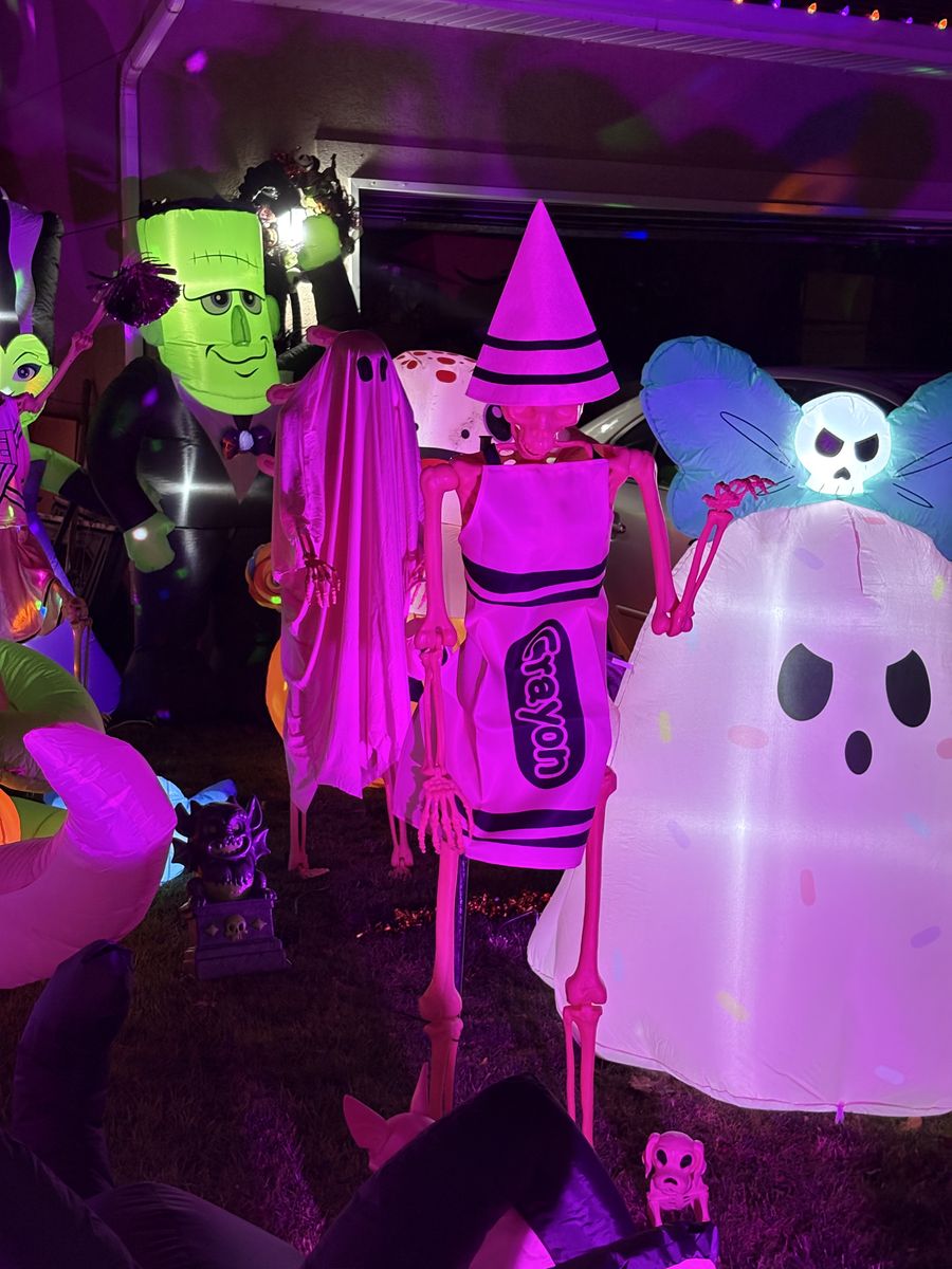 Halloween 5’ Poseable Pink Skeleton Ghost Graveyard Cemetery Home Decor Decoration Prop