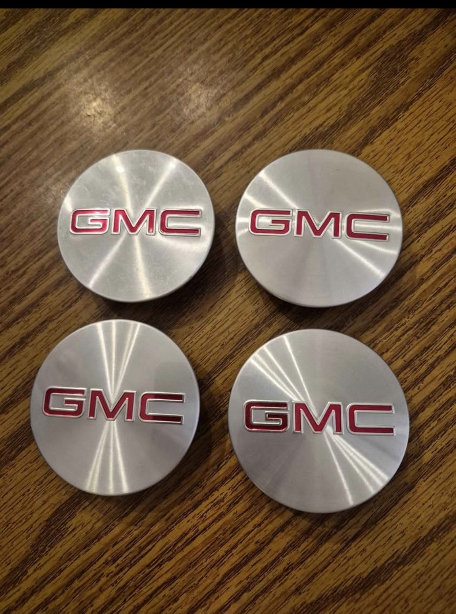 Set of 4 GMC Silver Wheel Center Caps - 2 9/16 Inch Diameter