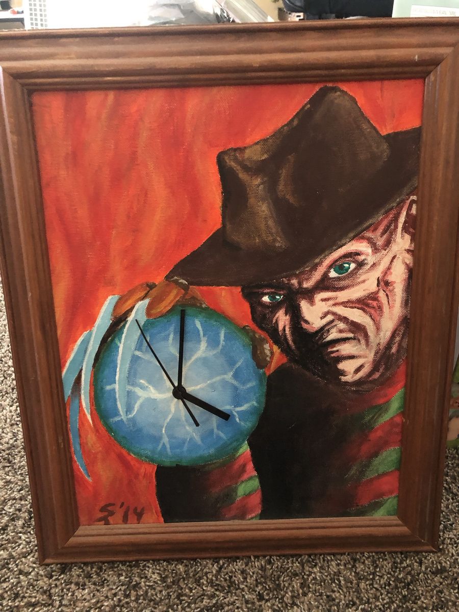 Custom Hand-Painted Freddy Krueger Wall Clock