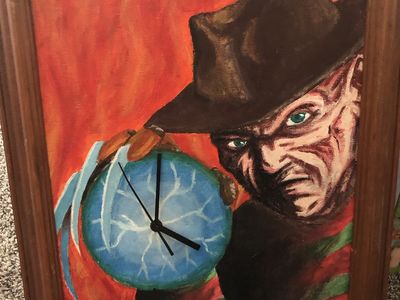 Custom Hand-Painted Freddy Krueger Wall Clock