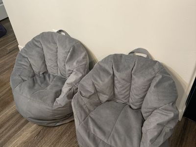 Big Joe Joey Bean Bag Chair - Gray Comfort Suede Fabric - Lounger (Two Available)