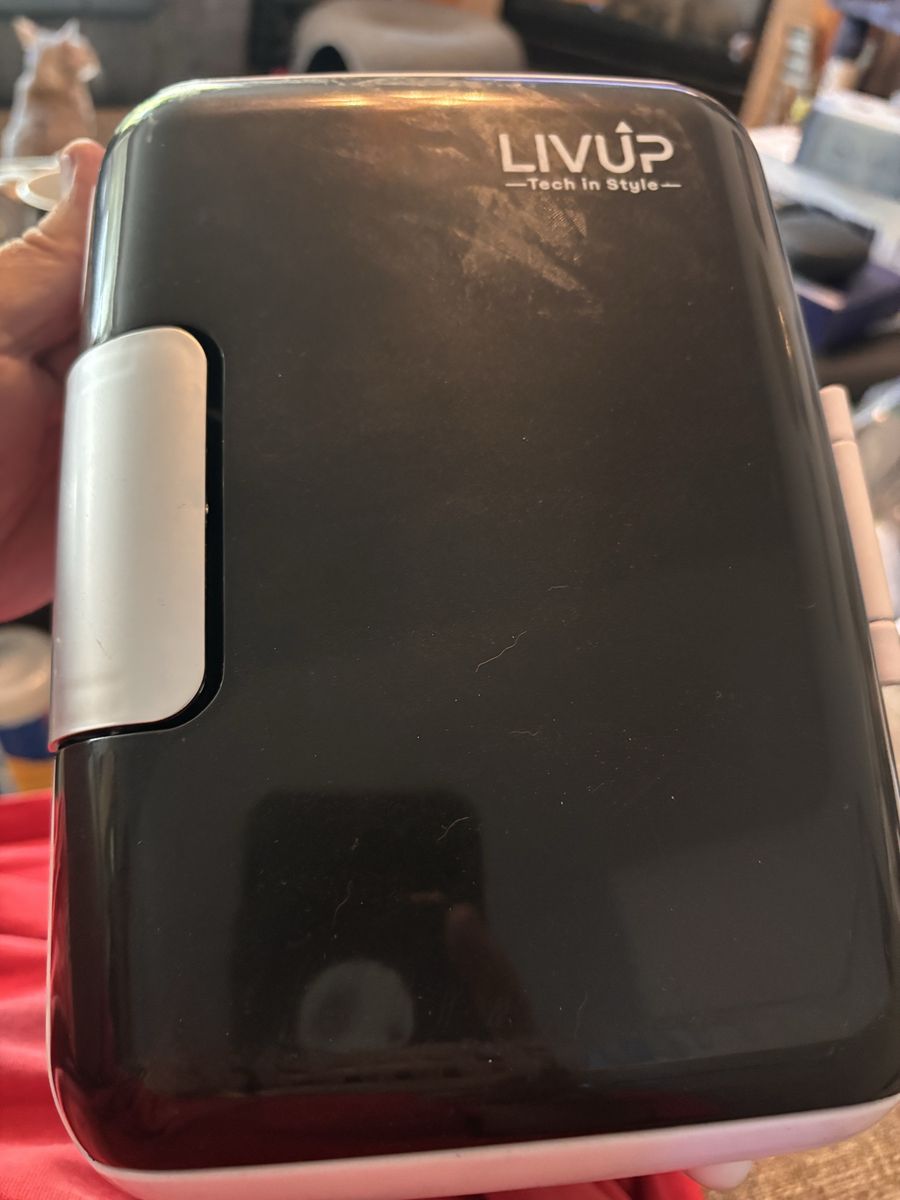 Livup Tech in Style Portable Mini Fridge/Cooler - Black & White like new with scuffs and scratches from storage