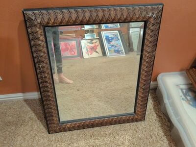 Brown rectangular mirror