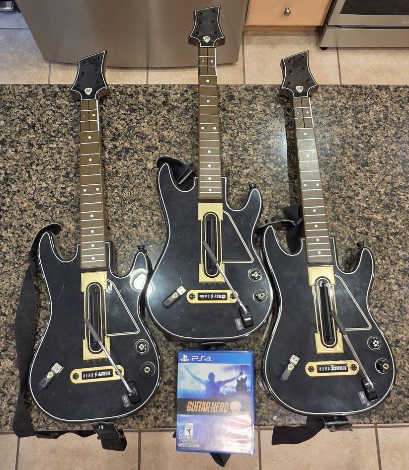 Guitar Hero Live Bundle for PS4 with 3 Guitars and Game Disc