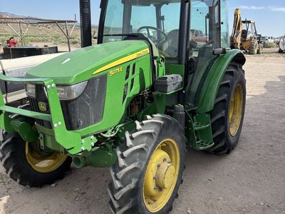 2019 Deere 5075E Cab Tractor with multiple implements.