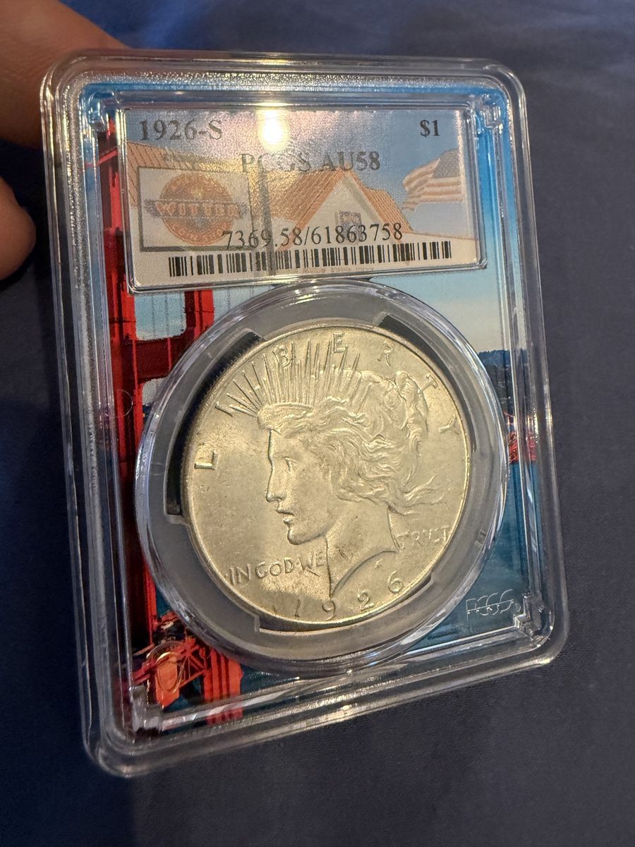 1926 S  PEACE DOLLAR PCGS AU 58 (Witter Coin) VERY NICE!