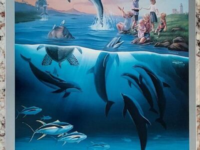 Dolphine Rides 1992 Lithograph Print