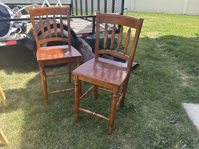 $20 for the chairs, $10 for the stools