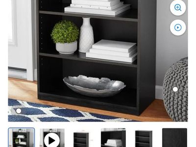Mainstays 3-Shelf Bookcase, True Black Oak Finish, 31.65" Tall Storage Organizer