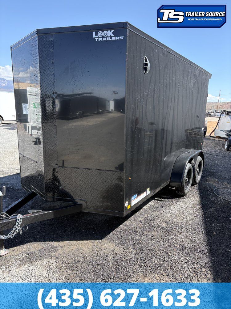 7x14 Look ST DLX Enclosed Cargo Trailer - 7'0" Interior - 7K GVWR - .080 PolyCor, Black Out Package, Rear Spoiler w/ Load Lights