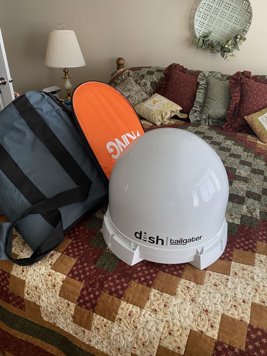 DISH Tailgater Portable Satellite TV Antenna White - For RVs & Outdoor Events