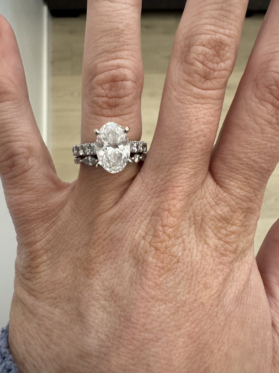 4 CTW Oval Lab Diamond Bridal Set – 14K White Gold