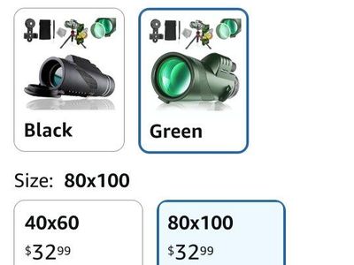 Monocular Telescope 80x100 High Definition with Phone Clip & Tripod, Green, Lightweight & Portable