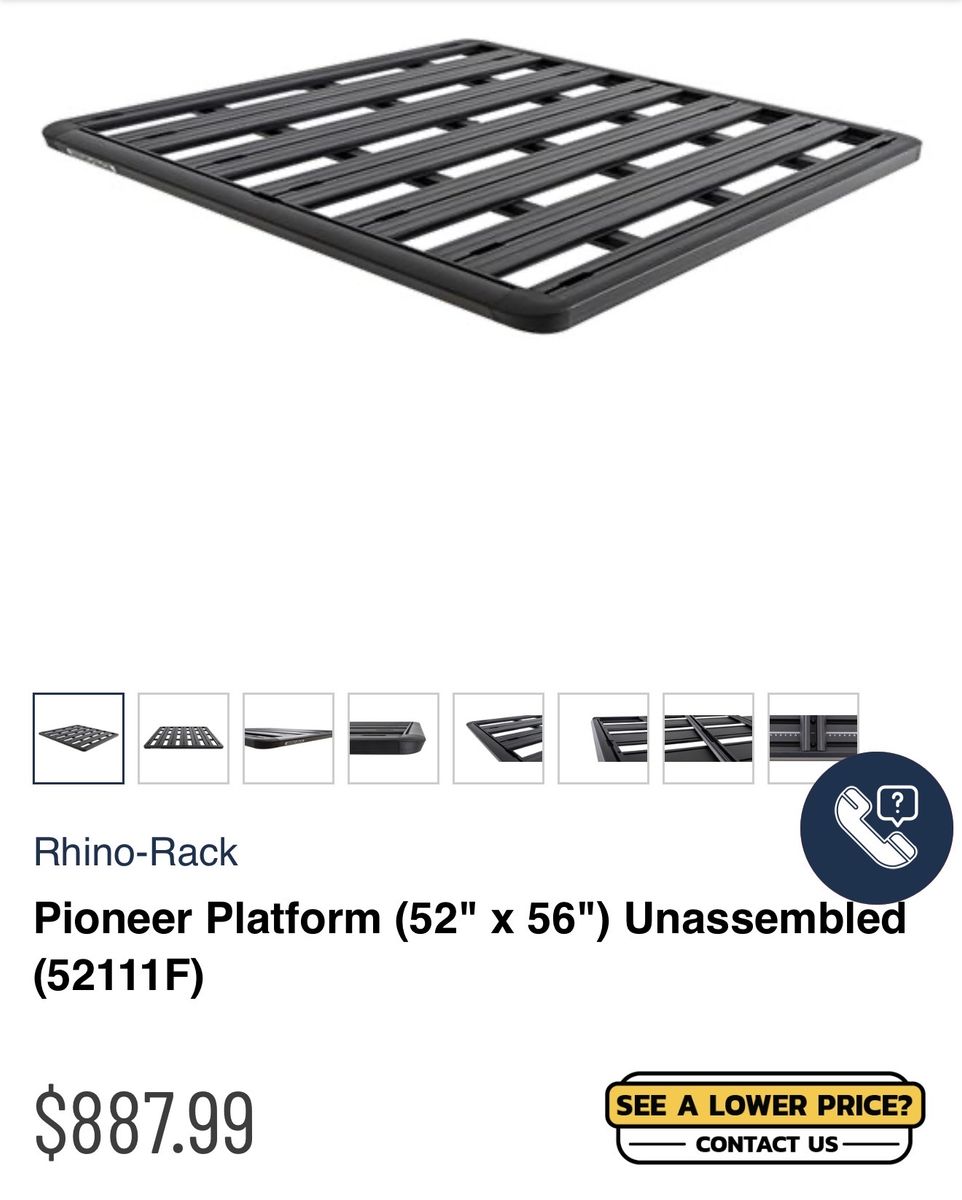 Rhino Rack Pioneer Roof Rack Platform 52 X 56