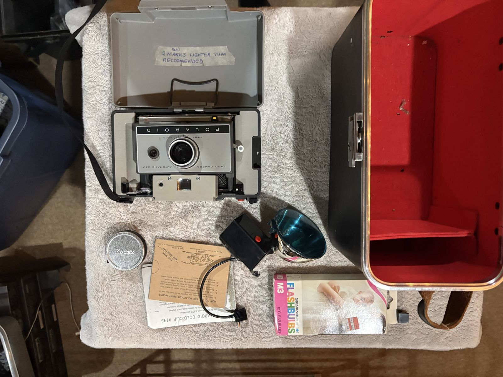 Vintage Polaroid 210 Automatic Land Camera Kit with Flash, Case, and Accessories