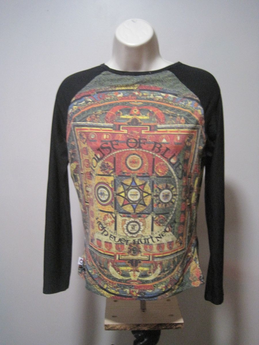 House Of Blues Women Medium 90’s Detailed Colorful Vedic Print Long Sleeve Shirt