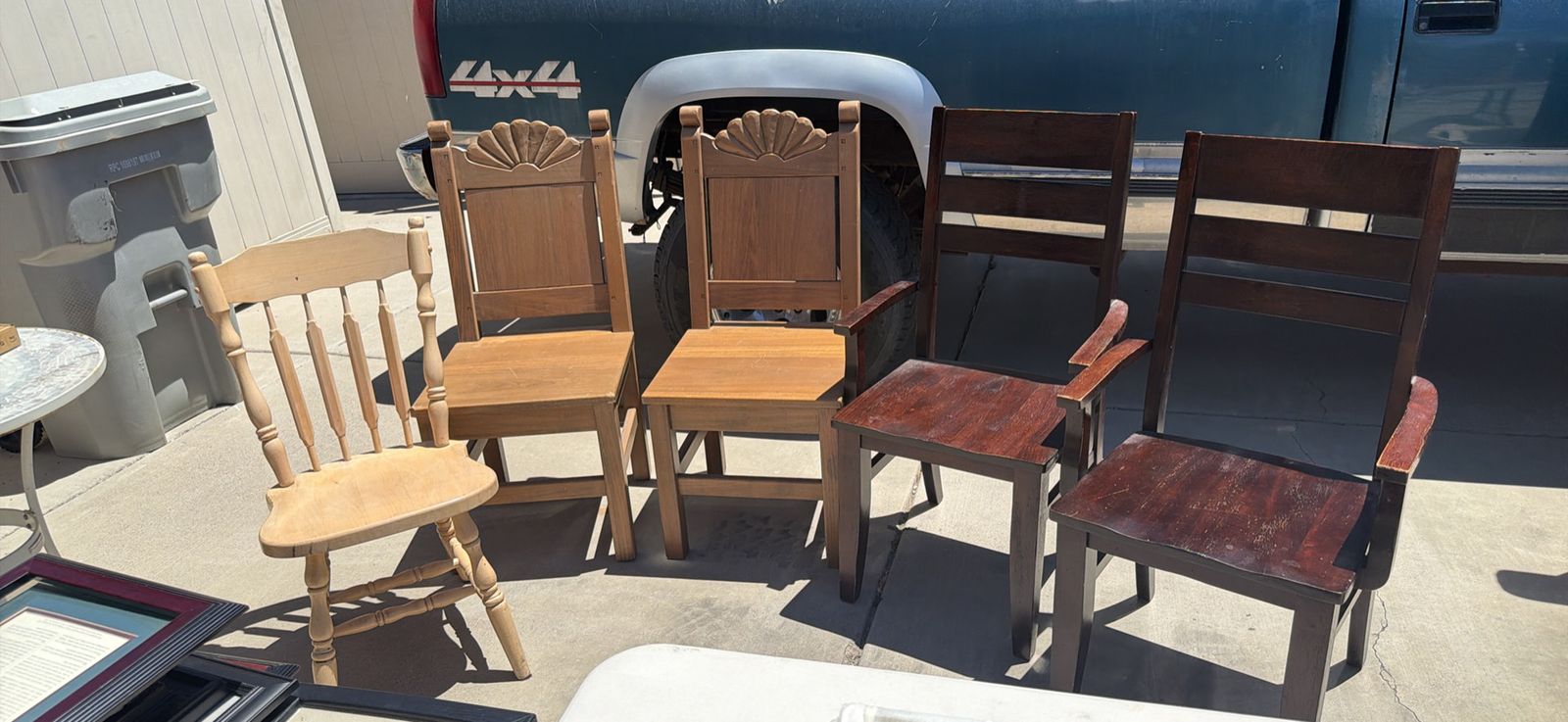 Assorted Wooden Dining Chairs - Set of 6 (one is not pictured) Various Styles & Finishes