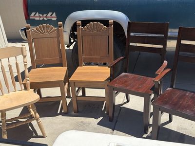 Assorted Wooden Dining Chairs - Set of 6 (one is not pictured) Various Styles & Finishes