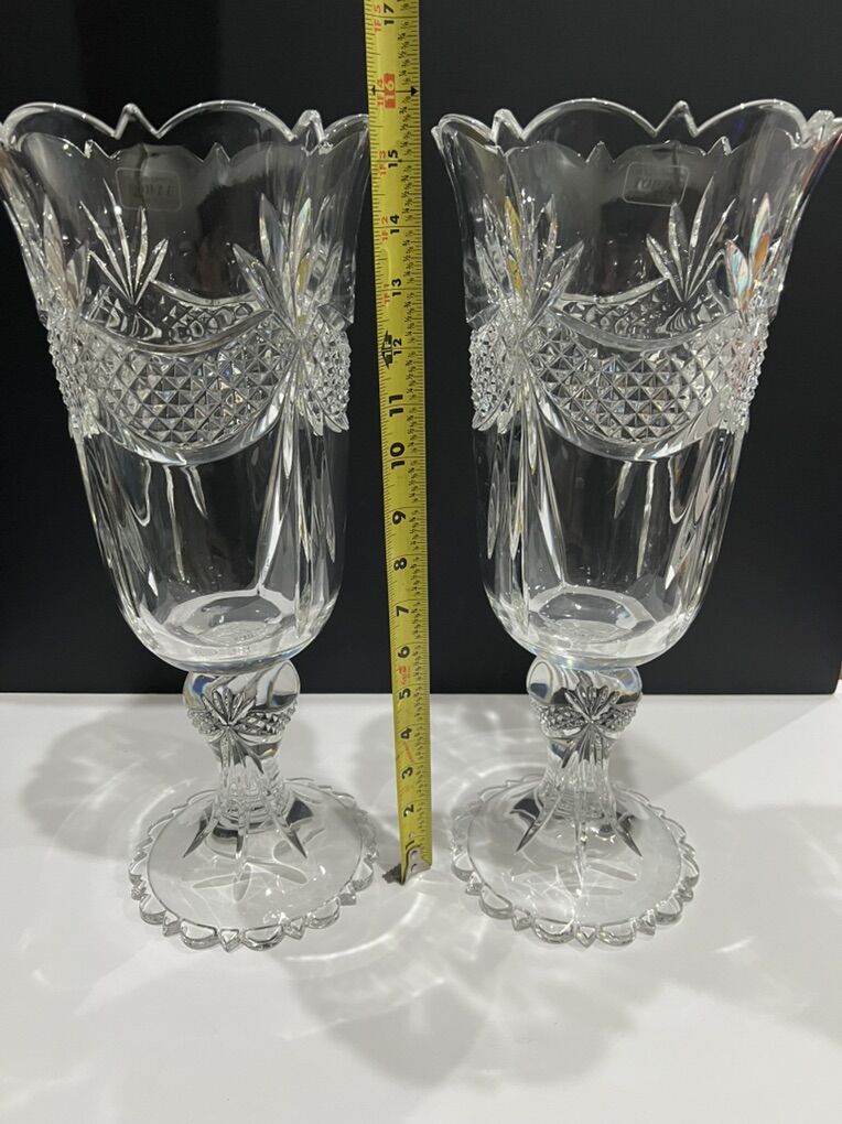 2- Towle 24% lead Crystal Vases