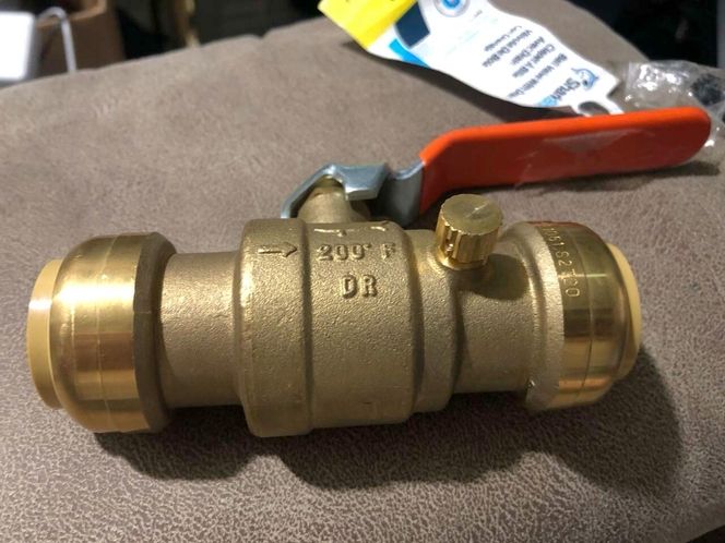 @ SHARKBITE 1-inch Ball Valve with Drain, Brass