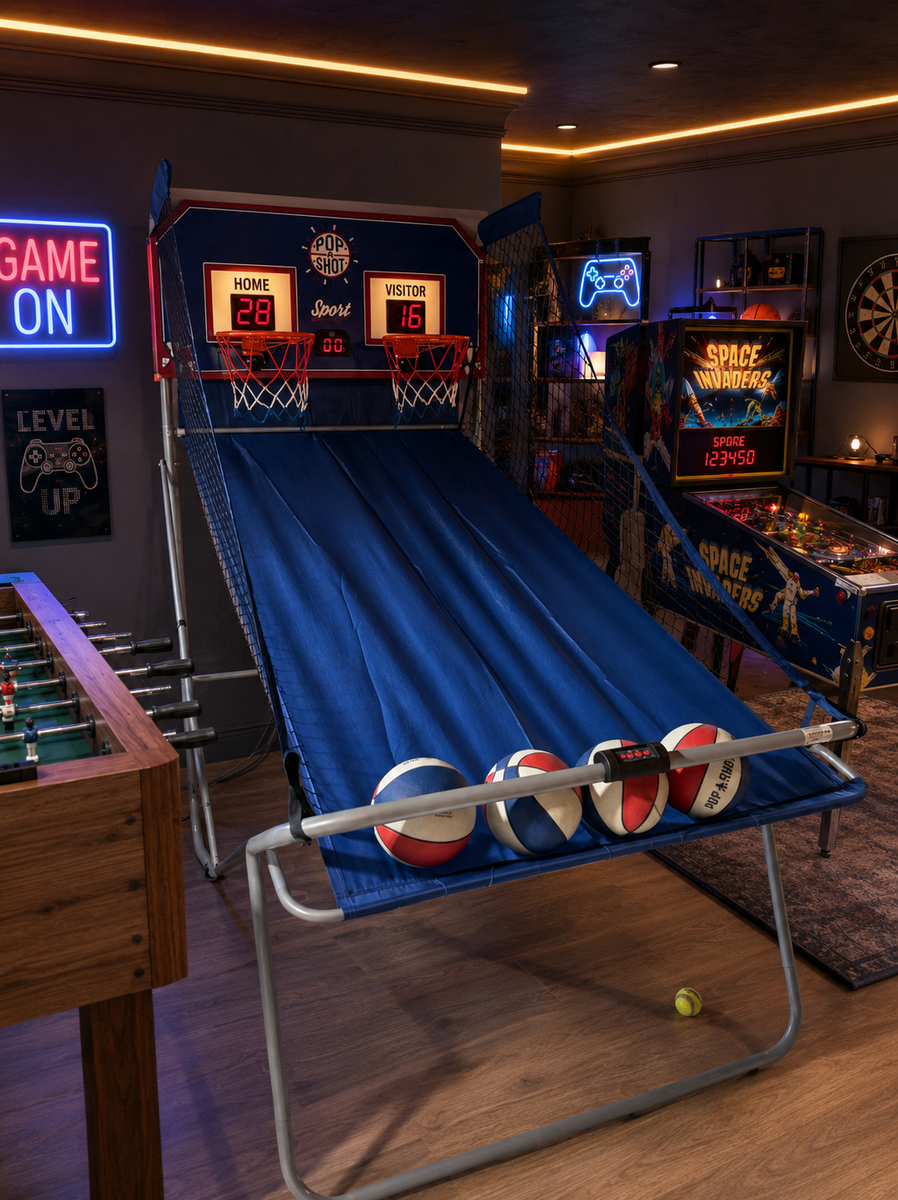 Pop-A-Shot Sport Basketball Arcade Game, Electronic Scoring, Dual Hoops