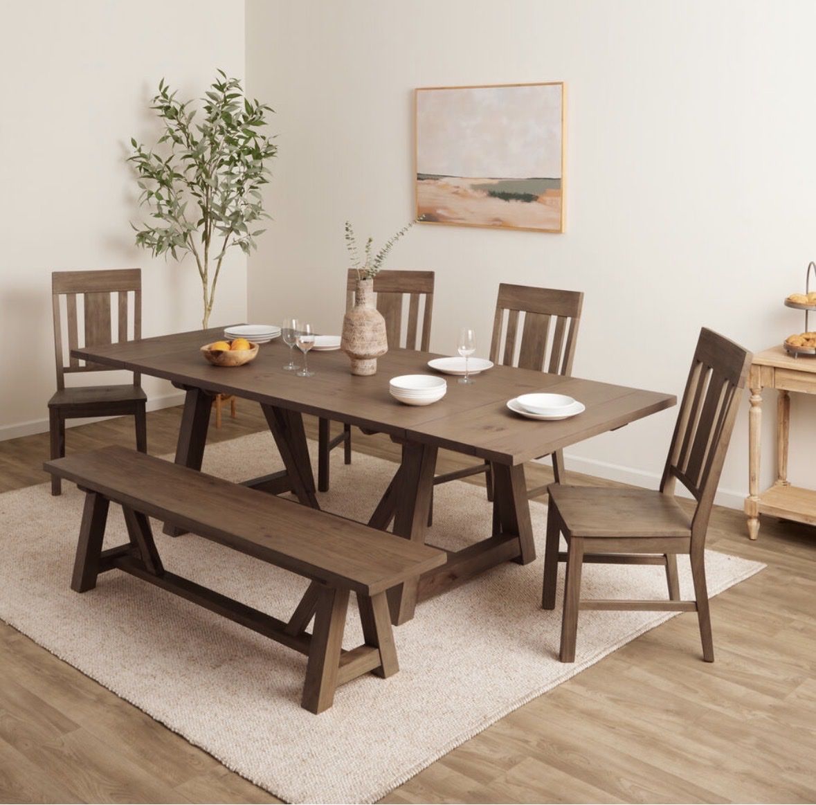 World Market Leona Wood Farmhouse Extension Dining Table