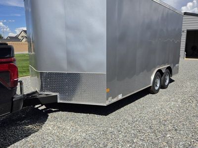 8.5x16 Haulmark Enclosed Cargo Trailer - Silver V-Nose with E-Track System