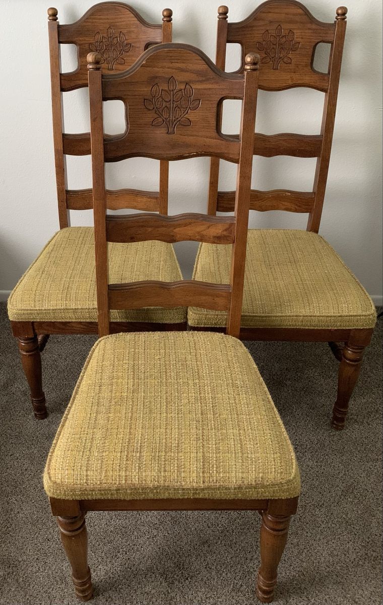 Set of 3 Vintage Stanley Furniture Fruitwood Dining Chairs