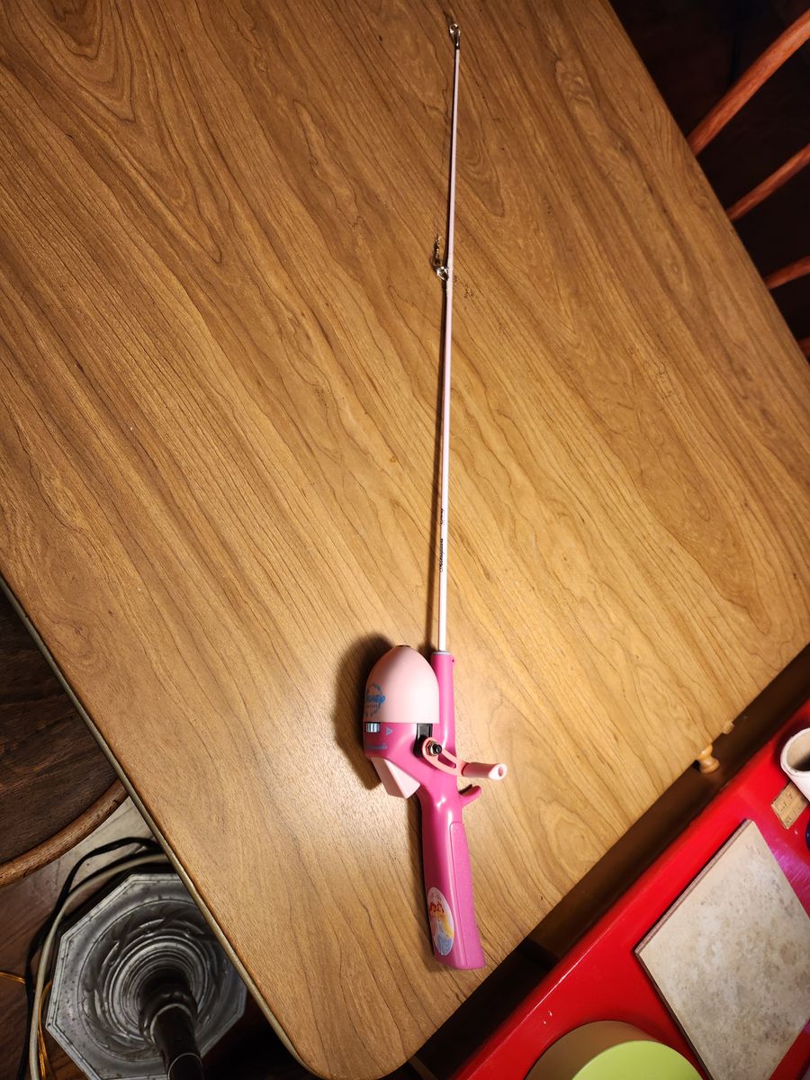 Disney Princess kid's fishing rod and reel made by Shakespeare.  Actually excellent.