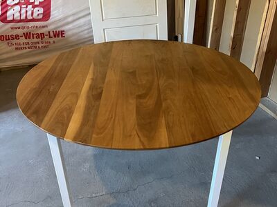 Custom Room & Board Solid Walnut Table with White Legs