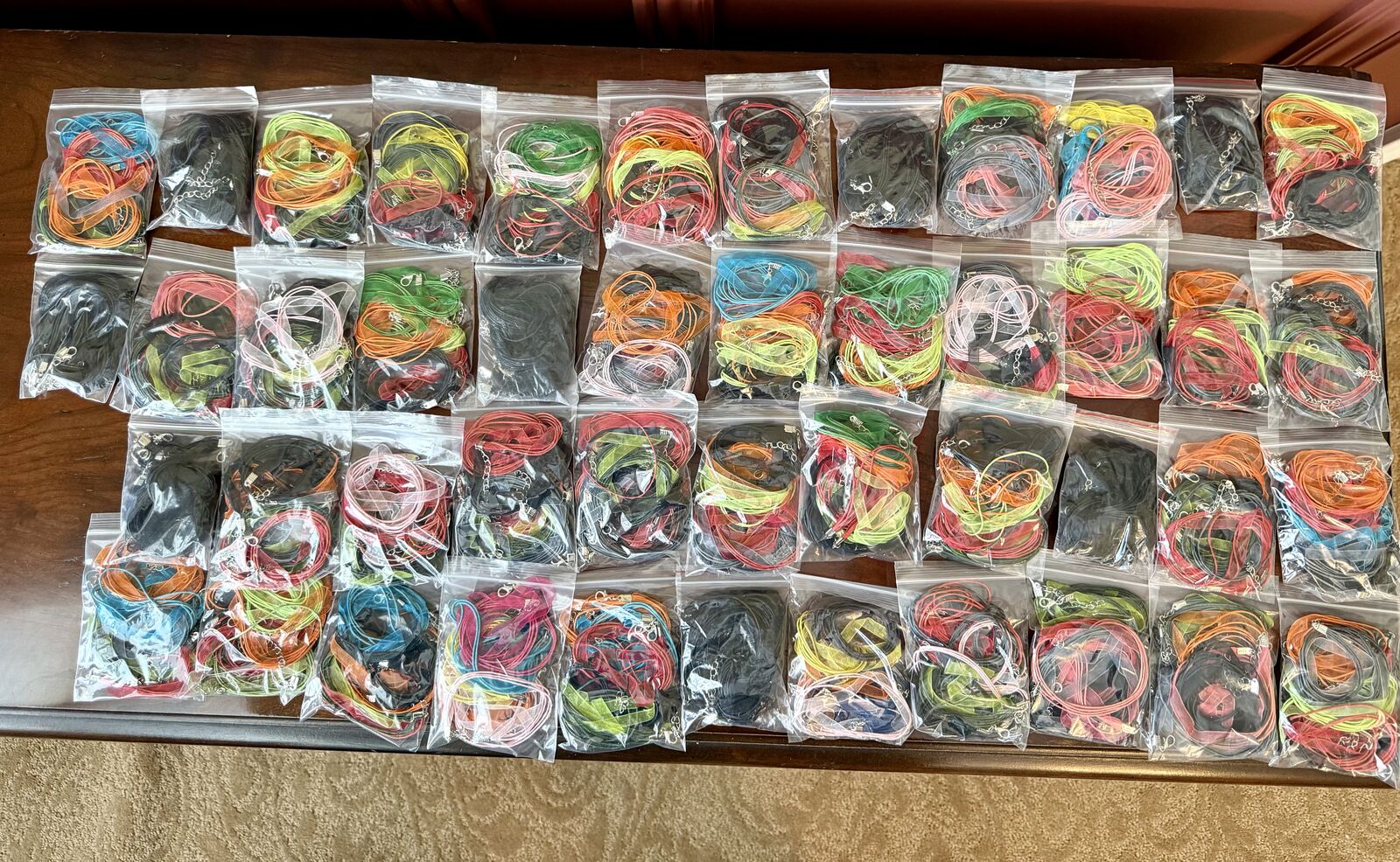 NEW - Set of 5 Organza Colorful Necklaces- Great for Adding A Pendant or Charm - See Pics