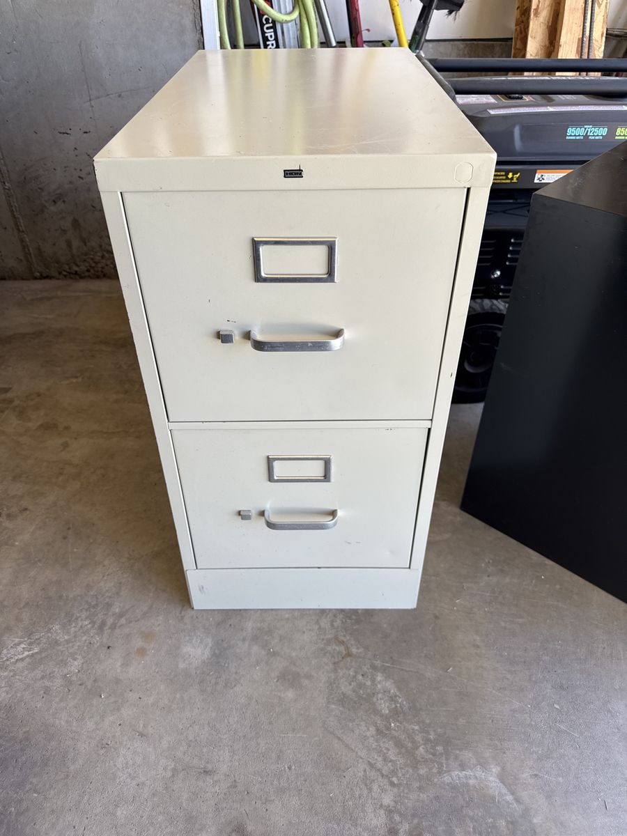 Vintage S.O.S. Steel 2-Drawer Filing Cabinet - Beige/Cream Letter Size Office Storage 15“ wide , 27 “ long , 29 “ tall