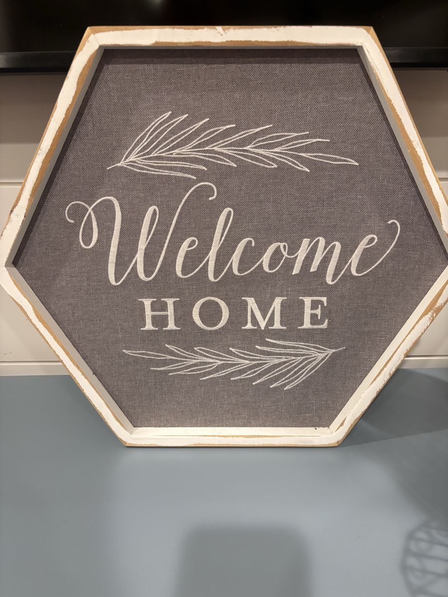 Cute hexagon embroidered welcome home sign