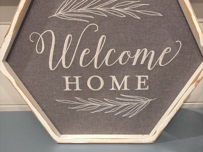 Cute hexagon embroidered welcome home sign