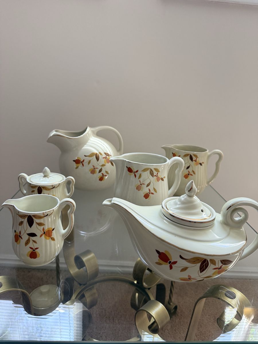 Vintage Royal China Autumn Leaf Dinnerware Set - Creamer, Sugar, Teapot, Pitchers