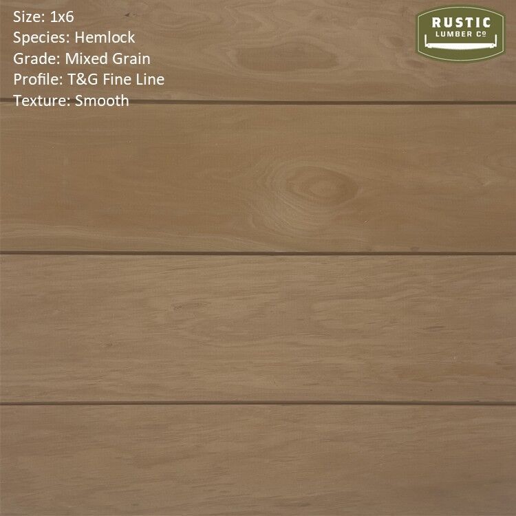 Stock 1x6 Clear Mixed Grain Hemlock