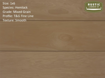 Stock 1x6 Clear Mixed Grain Hemlock
