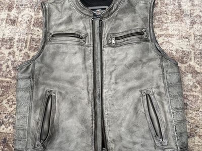 2XL Harley Davidson Charcoal Gray Leather Vest