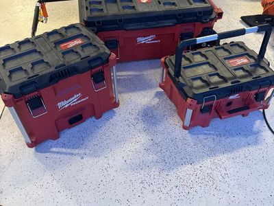 Milwaukee PACKOUT Modular Storage System (3-Piece Set) - Red/Black, Durable Tool Boxes