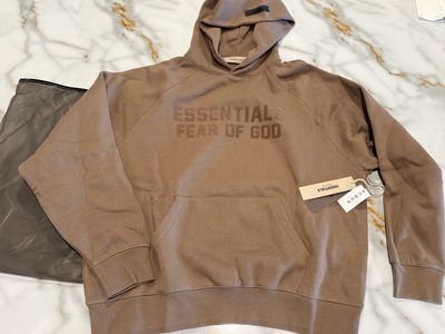 Fear of God Essentials Tonal Logo Taupe Hoodie – New With Tags